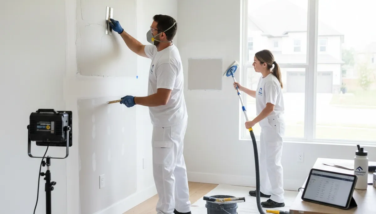 Professional drywall repair and wall restoration in Arlington, TX home by expert painting contractors